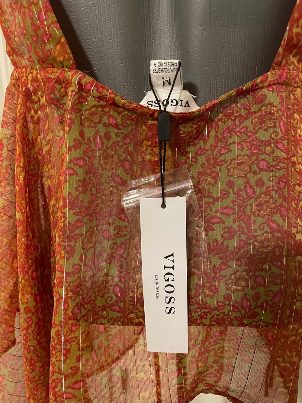 Vigoss Rust Orange Sequin-Trim Spaghetti Strap Camisole - Picture 2 of 5